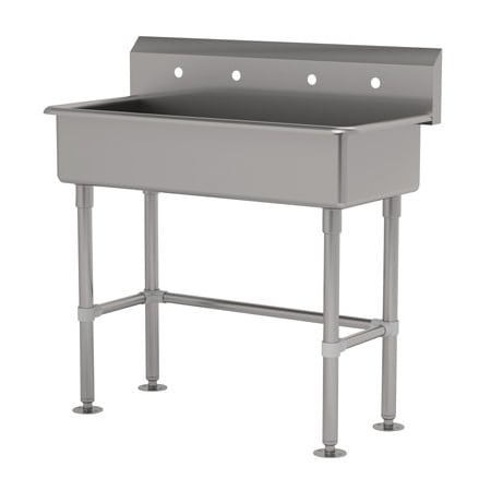 Advance Tabco 2 Station NSF 14 Ga. 304 SS Floor Mounted Sink - Faucet Omitted FS-FM-40